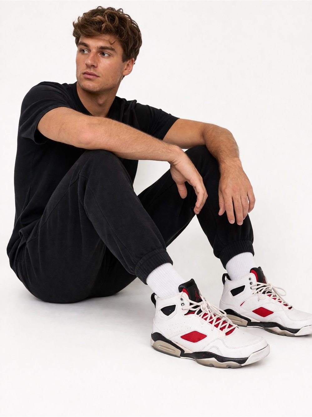 Jordan Flight Club 91 Men's Size 10.5 High Top White Black & Red Sneaker Shoes